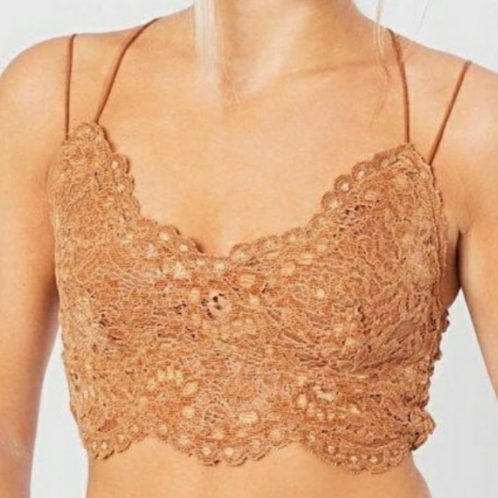 FREE PEOPLE Intimately Celine Lace Bralette Burnt Caramel size XS NWT